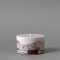 Minimalist brown marble look concrete soy candle with a natural cotton wick