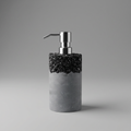 Jesmonite soap dispenser with black speckles and silver pump