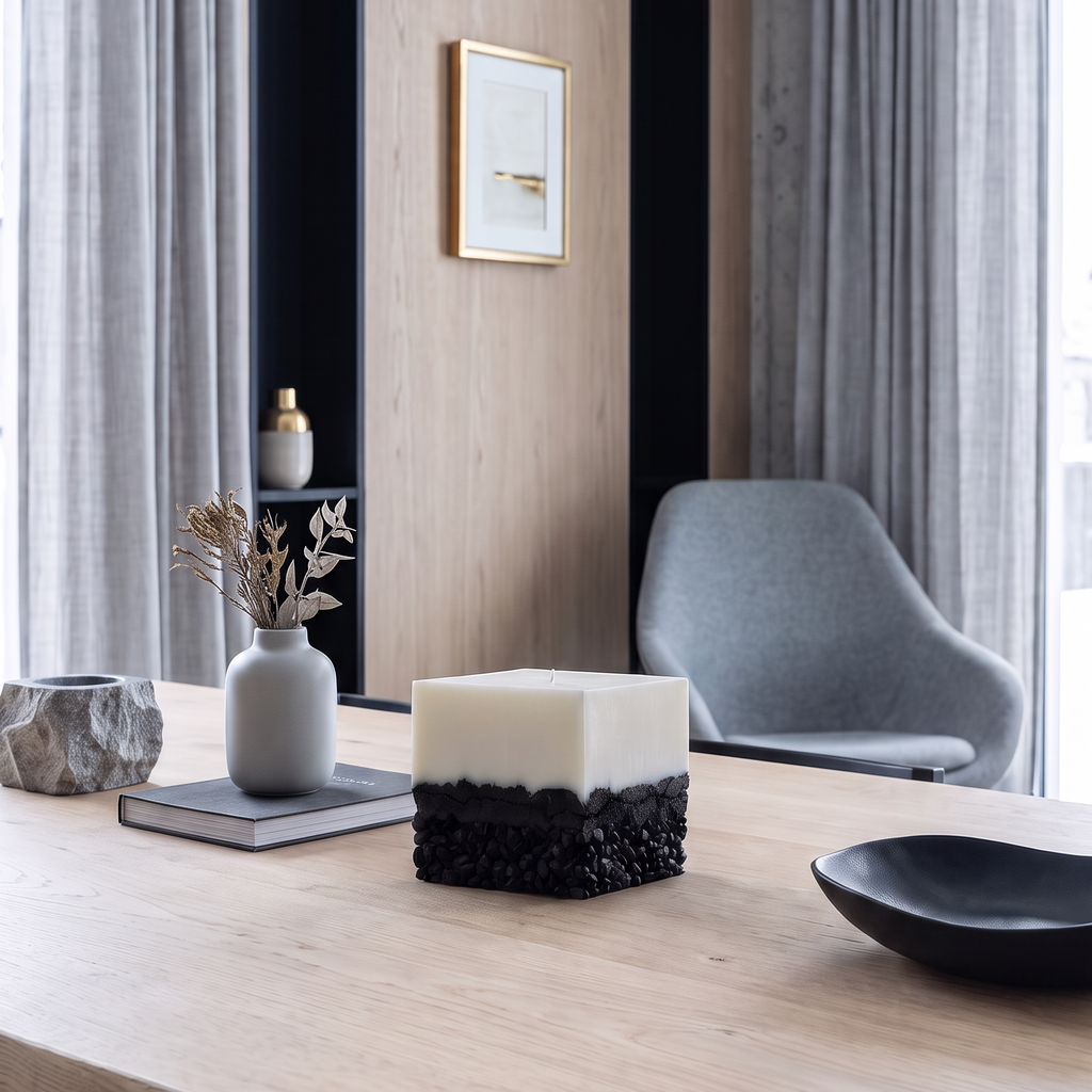LARE Studio sculptural design highlighted among the best luxury candle brands on a modern wooden table